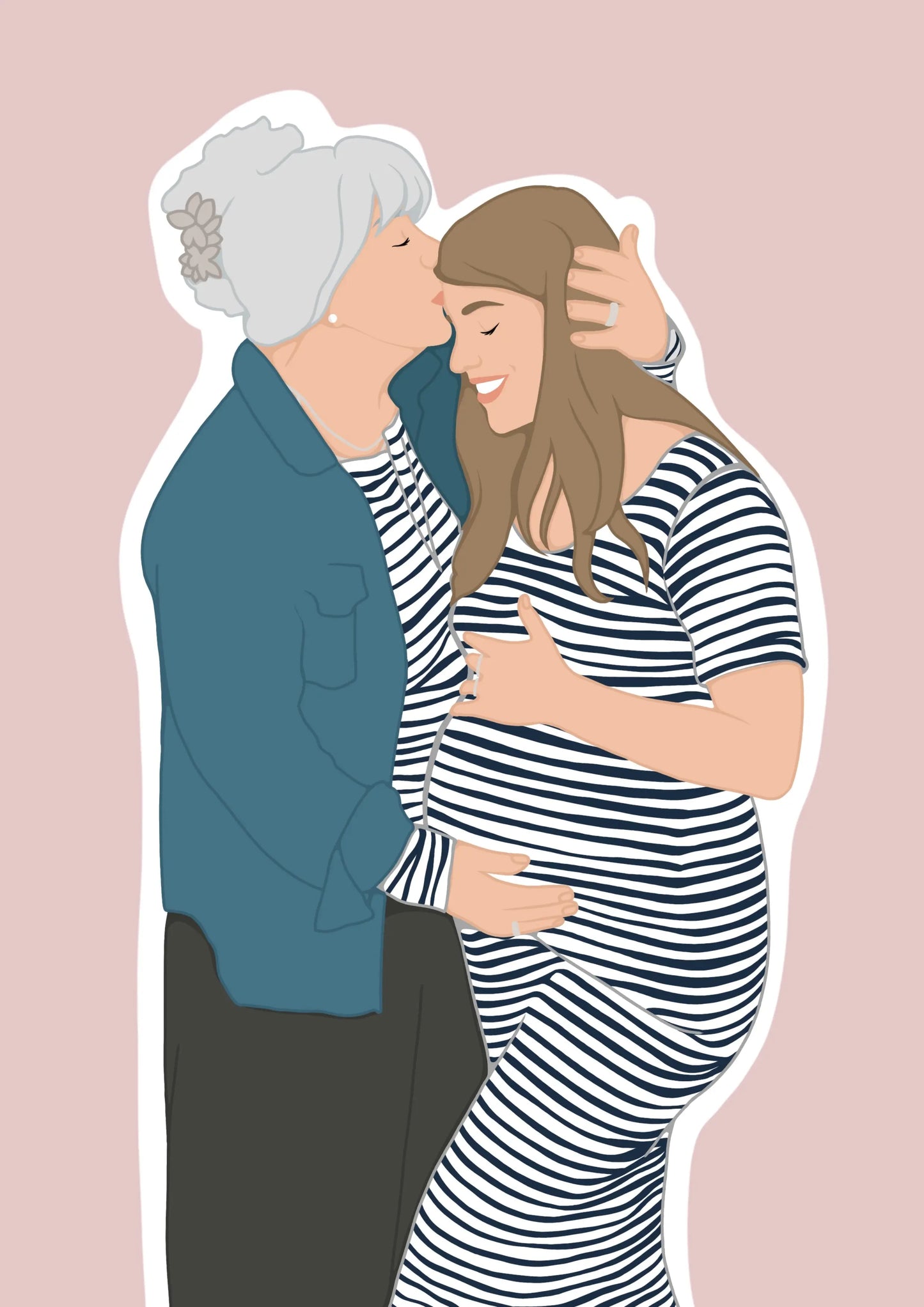 Illustration personnalisée avec visage - cadeau future maman