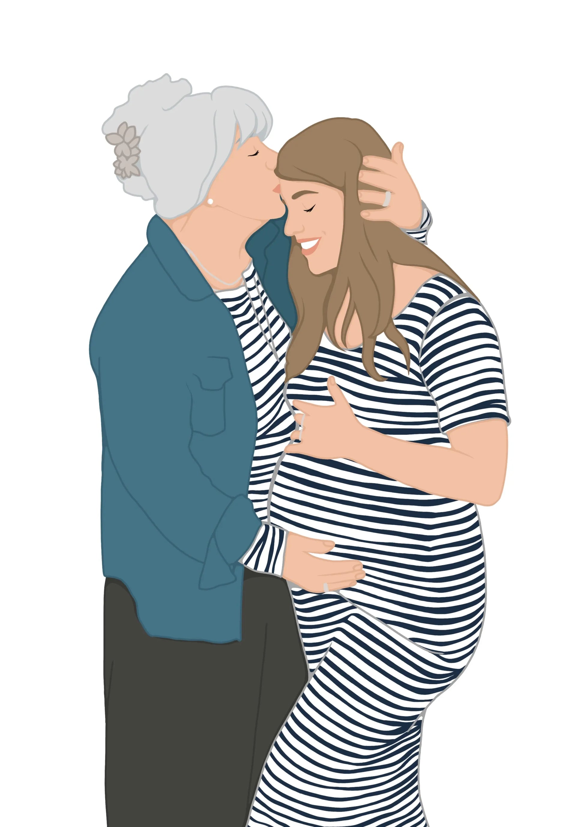 Illustration personnalisée avec visage - cadeau grossesse