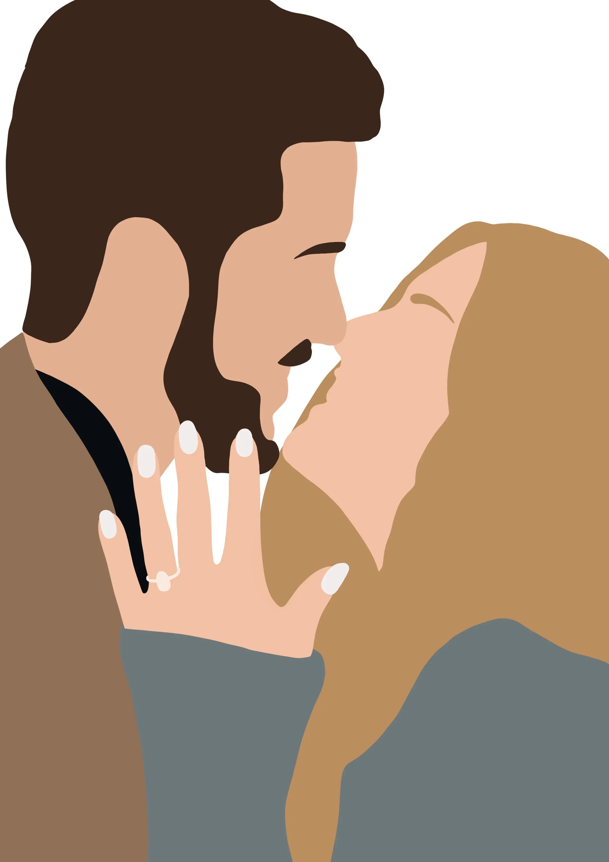 Cadeau fiancés original - portrait personnalisé sans visage minimaliste - livraison offerte - parlemoide.toi