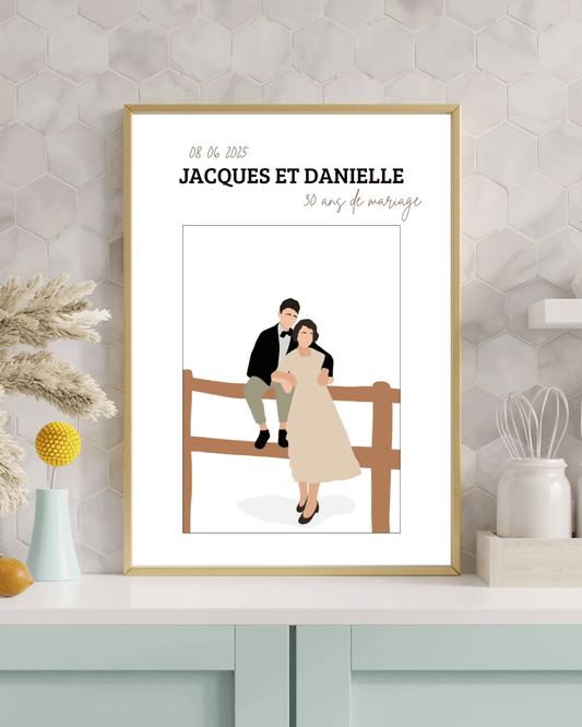 affiche personnalisée anniversaire de mariage - cadeau france