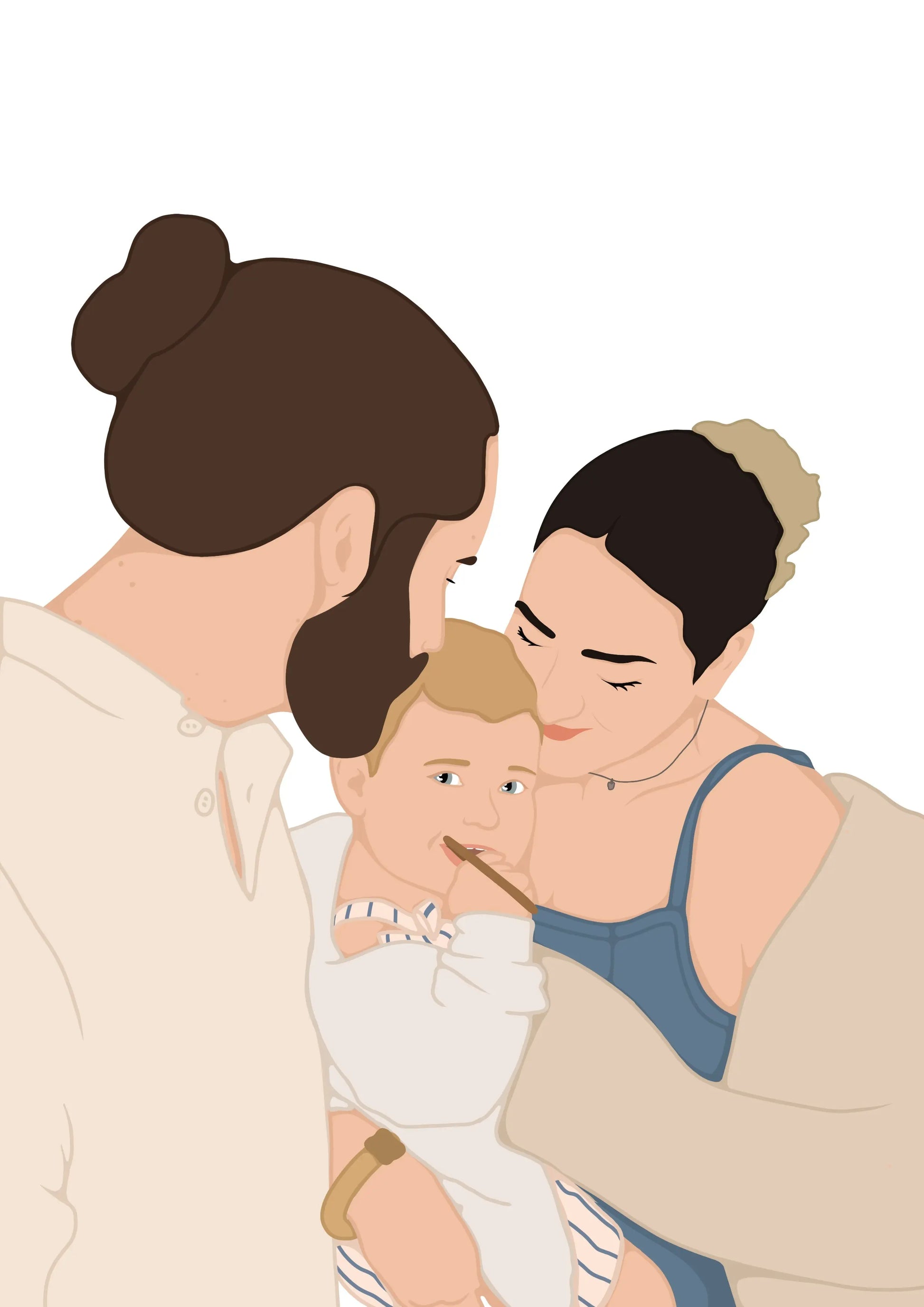 Illustration personnalisée avec visage - cadeau famille