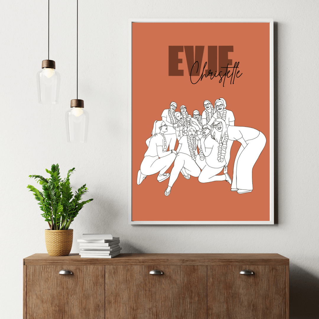 Affiche personnalisée EVJF - cadeaux témoins