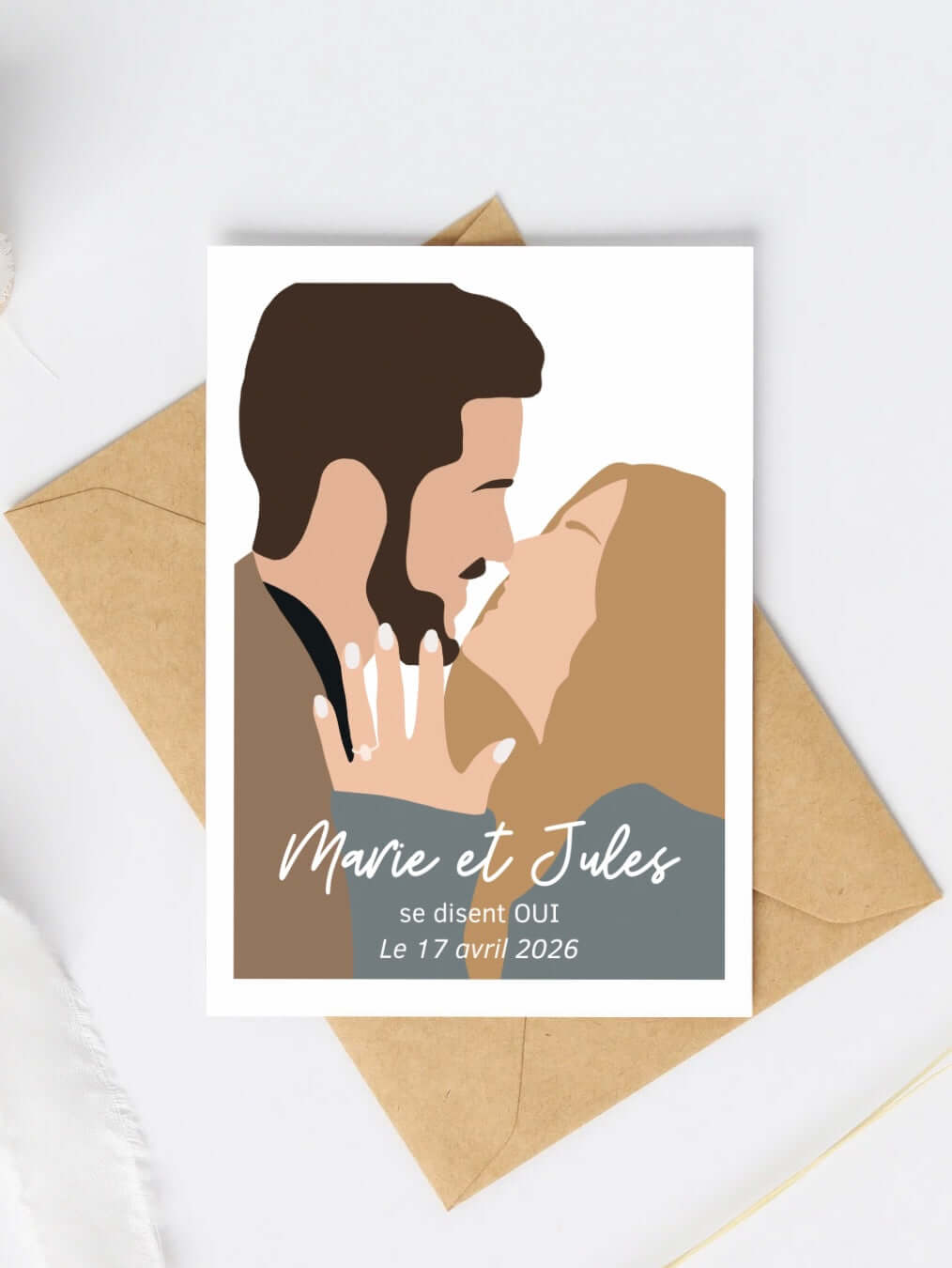 Faire-part illustré personnalisé pour mariage 