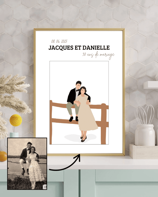 affiche personnalisée anniversaire de mariage - cadeau grands-parents