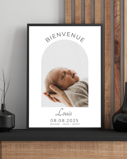 Cadeau de naissance - affiche photo personnalisée