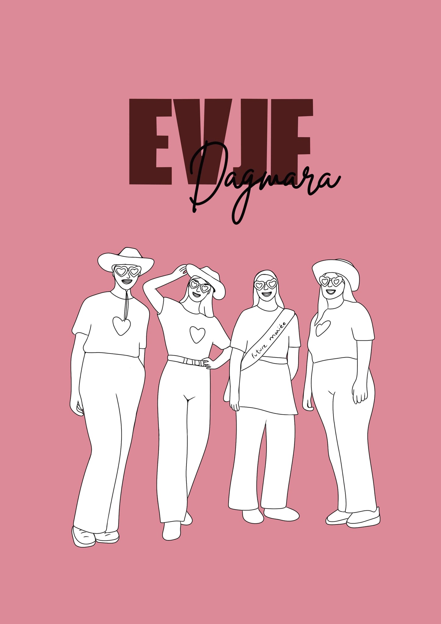 Affiche personnalisée EVJF - cadeaux illustré