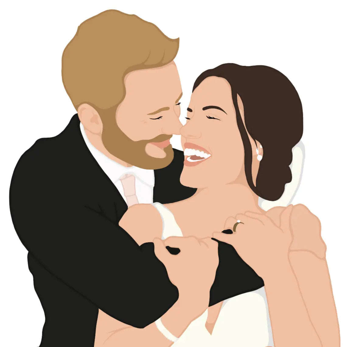 Cadeau mariage original - portrait avec visage - illustration couple personnalisé - parlemoide.toi